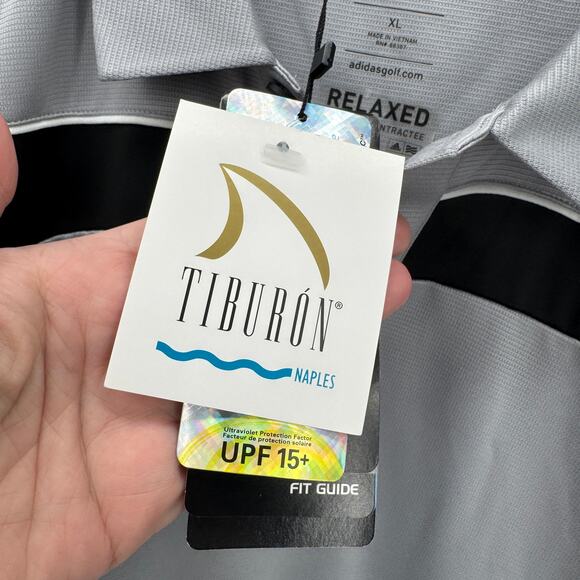 adidas Polo Shirt Mens XL Gray ClimaCool TIBURON NAPLES Relaxed UPF 15+ NEW - Picture 3 of 10